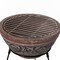 Outdoor Small Red and Gray Clay Grill Accent Design Charcoal Burning Fire Pit with Sturdy Metal Stand, Barbecue, Cocktail Party, Family Gathering, Cozy Nights Fire Pit